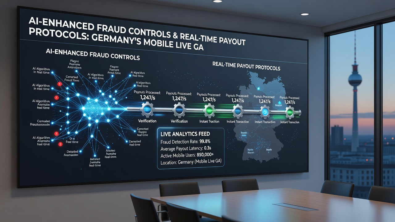 Illustration von Echtzeit-Auszahlungsprotokollen und KI-Sicherheit in deutschen Live-Gaming-Netzwerken