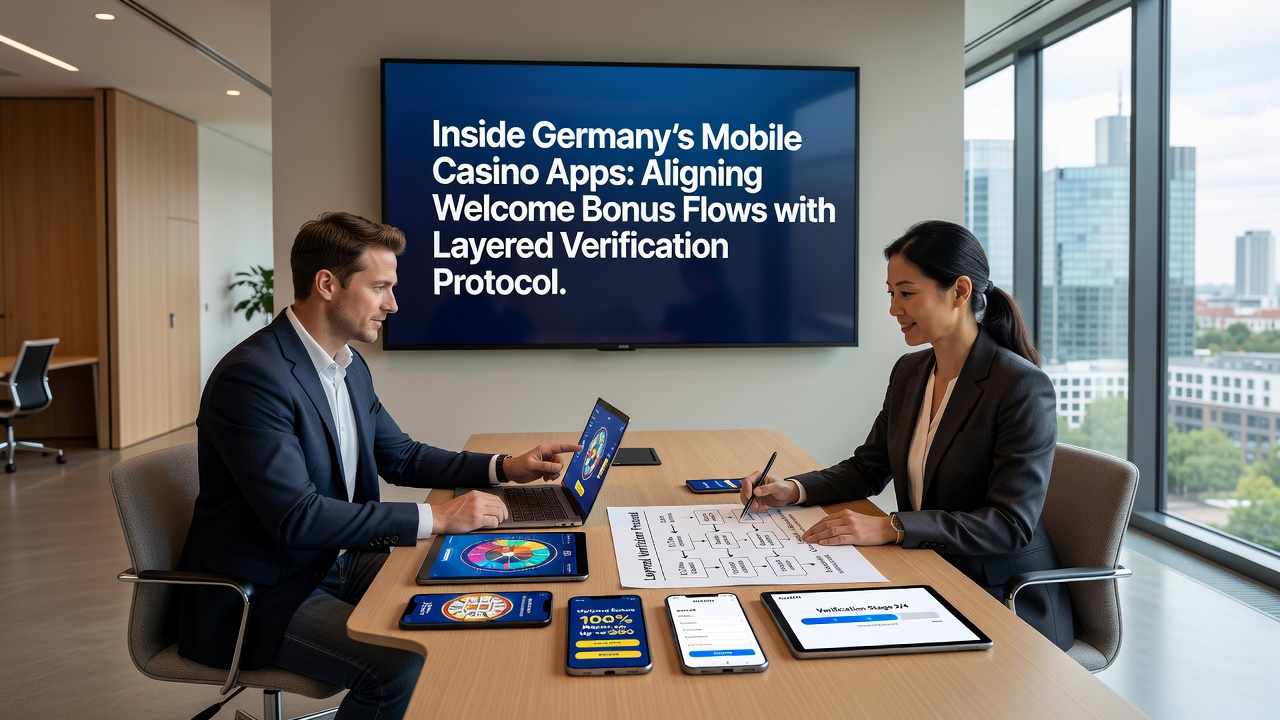 Illustration von Verifizierungsprotokollen und Bonusintegration in einer mobilen Casino-Umgebung