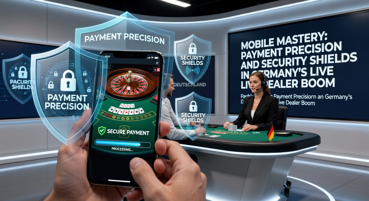 Smartphone mit Live-Dealer-Tisch und sicheren Zahlungssymbolen auf dem Bildschirm, das den mobilen Boom in deutschen Online-Casinos symbolisiert
