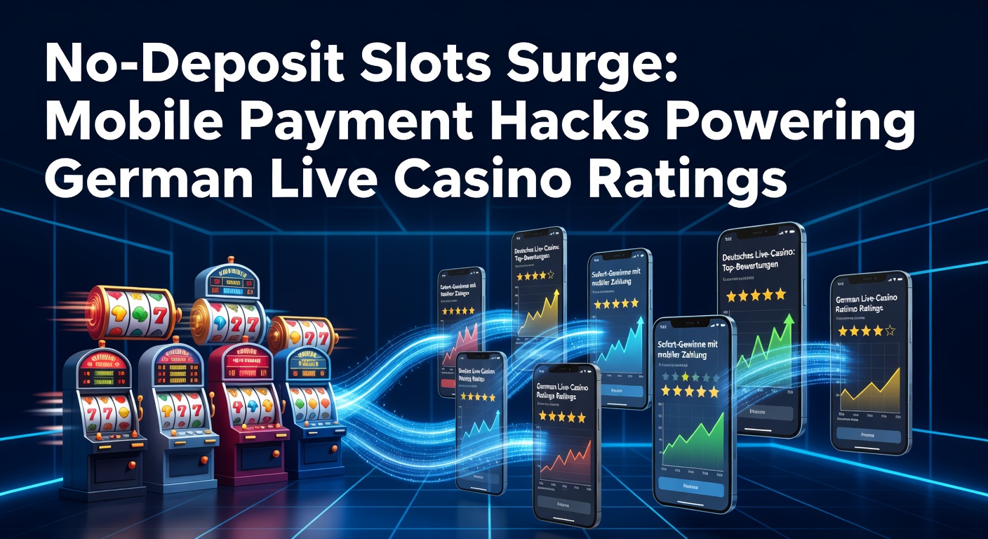 Smartphone mit No-Deposit-Slot-Symbolen und mobilen Zahlungsoptionen im Vordergrund einer deutschen Live-Casino-Umgebung